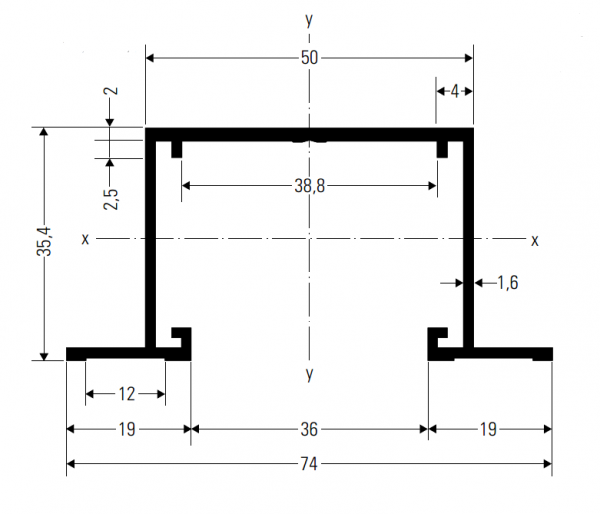 ALUCOBOND Profil 35951, Hutprofil, EN AW-6063