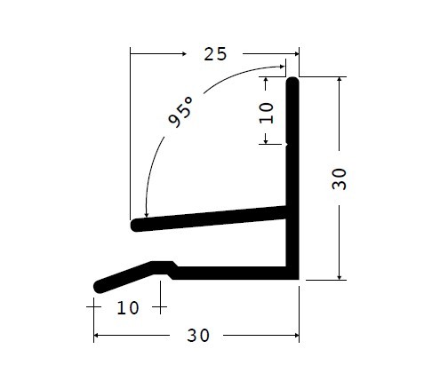 Alu-Fensterbankanschlussprofil 4 mm, EN AW-6060, T64