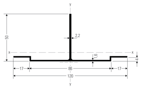 ALUCOBOND Profil 39951, T-Profil, EN AW-6063, T66, RAL 9005 matt