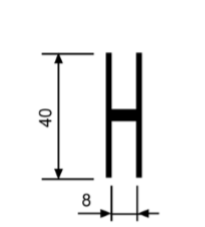 Alu-H-Profil 8 Nr. 14935, EN-AW 6063, T66