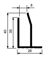 Fensteranschlussprofil 40x25 KI08, EN AW-6060, T64