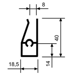 Alu-U-Profil 8 Nr. 24473, EN-AW 6063, T66