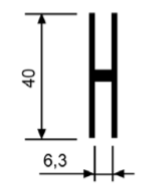 Alu-H-Profil 6 Nr. 16410, EN-AW 6063, T66